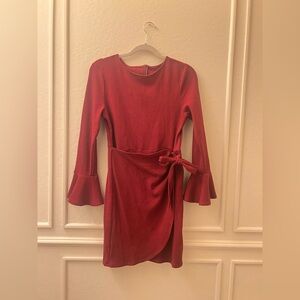 Elegant Red Dress with Flared Sleeves